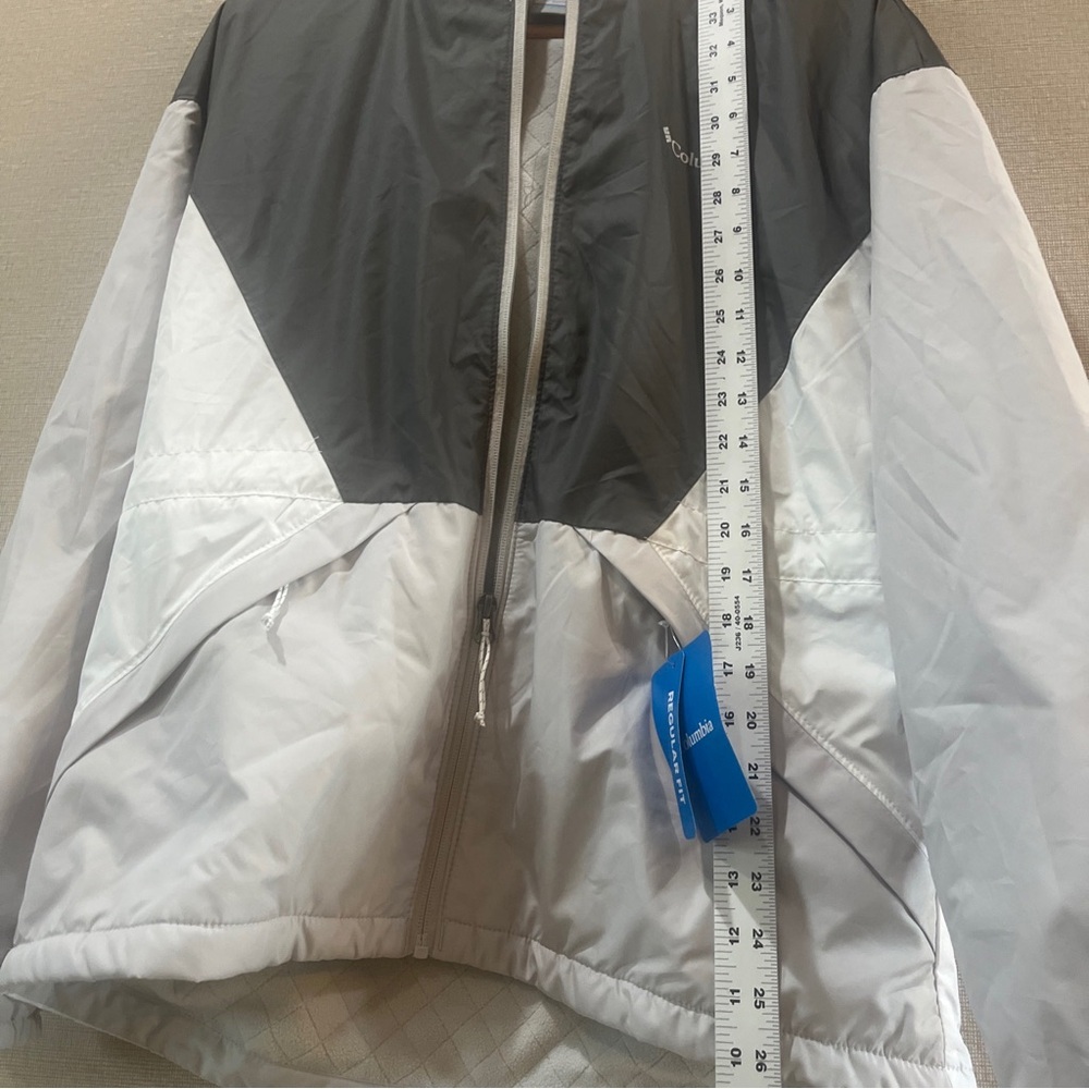 Columbia Jacket Womens Small S Gray White Birchleaf Hill Windbreaker Lined Zip - Picture 10 of 13